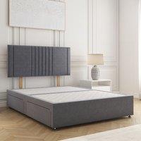 BSSPOKE Monaco Plush Velvet Divan Bed 24 Headboard & No Mattress No Drawers in Charcoal | Size: Single