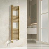Banyetti Aureli Brushed Brass Electric Ladder Towel Rail Radiator - 1200mm x 300mm in Gold