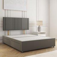 BSSPOKE Monaco Plush Divan Bed 24 Headboard 2 Drawers Footend & No Mattress in Grey | Size: Double