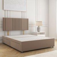 BSSPOKE Monaco Plush Divan Bed 24 Headboard 2 Drawers Footend & No Mattress in Bronze | Size: Super King