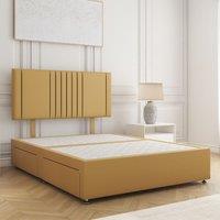 BSSPOKE Monaco Plush Divan Bed 24 Headboard 2 Drawers Footend & No Mattress in Mustard | Size: Small Double