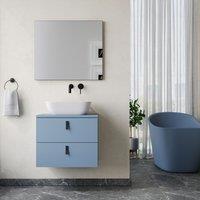 Banyetti Invicta 600mm Wall Hung Vanity with Matching Worktop - Powder Blue