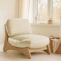 FurnitureboxUK Iko Solid Wood & Cream Indoor / Outdoor Accent Chair in Brown