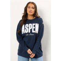 Yours Women's 'Aspen' Slogan Sweatshirt in Dark Navy | Size: 20