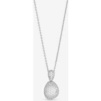 Jon Richard Women's Rhodium Plated & Cubic Zirconia Drop Dome Pendant - Gift Box in Silver