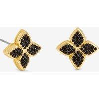 Jon Richard Women's 14K Gold Plated & Jet Druzy Stone Clover Earrings