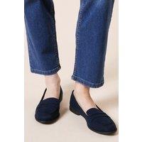 Dorothy Perkins Women's Wide Fit Lara Penny Loafers in Navy | Size: 4