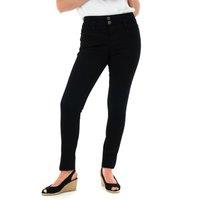 Smart Living Women's Cotton Mix High-Waisted Double Button Denim Jeans in Black | Size: 10