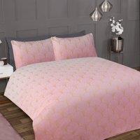 Smart Living Printed Luxury Ombre Metallic Deco Duvet Cover With Pillowcases in Pink | Size: Double