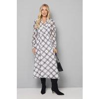 Wallis Women's White Petite Check Burn Out Tie Front Midi Dress | Size: 16