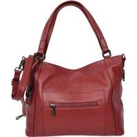 House of Leather Women's Womens Real Leather Handbag Tote Shoulder Bag Evelyn Black in Red | Size: Large