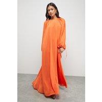 Warehouse Women's Petite Chiffon High Neck Trapeze Maxi Dress in Orange | Size: 8