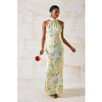 Dahlia Printed Satin Halterneck Bridesmaid Dress