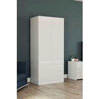 Home Discount Vida Designs Glinton High Gloss 2 Door 2 Drawer Wardrobe Storage Bedroom Furniture in White
