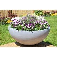 Primrose Grey Polystone Lismore Low Round Indoor Outdoor Garden Planter 70cm