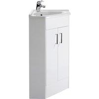 Balterley Gloss White Free Standing 2 Door Corner Vanity Basin Unit 590mm