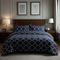 Snug City Duvet Cover & Pillowcase Set Grey Geometric Design Polycotton Bed Linen | Size: Single