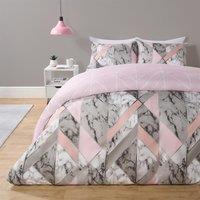OHS Marble Duvet Cover Pillowcases Bedding Reversible Quilt Set Geo Soft in Pink | Size: King