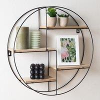 OHS Round Multi Tier Shelf Foldable Home Decor Wall Display Office Storage Organiser in Black