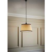 ValueLights Aspen Linen Black Trim Edge Tapered Easy Fit Pendant Lamp Shade in Off-White | Size: Large