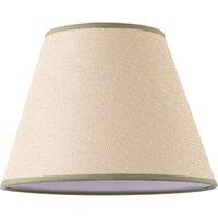 Happy Homewares Traditional Rattan Tweed Lamp Shade with Coloured Cotton Fabric Trims in Olive | Size: 10 inches