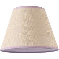 Happy Homewares Traditional Rattan Tweed Lamp Shade with Coloured Cotton Fabric Trims in Lilac | Size: 10 inches