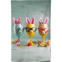 Warren Reed - Designer Funky Easter Bunny Glasses Splashart Tea Towel
