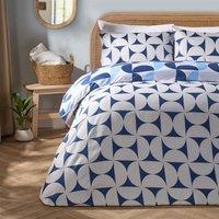 OHS Moroccan Abstract Microfibre Duvet Cover with Pillowcase Bedding Set in Navy | Size: King