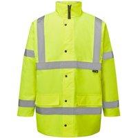 MyShoeStore Men's Hi Vis Waterproof Parka Jacket - Safety Workwear with Quilted Lining & Hood in Yellow | Size: 4XL