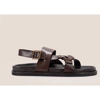 Oswin Hyde Men's Saxon Brown Leather Sandals in Dark Brown | Size: 9