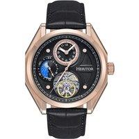Heritor Automatic Men's Antoni Leather-Band Watch in Rose Gold