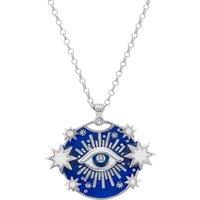 Latelita Women's Celestial All Seeing Eye Necklace Blue Enamel Silver
