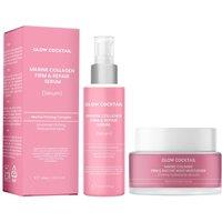 GlowCocktail London Women's Glow- Marine Collagen Firm & Repair Serum 30ml + Marine Collagen Firm & Restore Night Moisturizer 50ml in Pink
