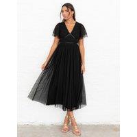 Anaya with Love Women's Ribbon Detail Midi Dress in Black | Size: 8