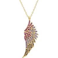 Latelita Women's Large Angel Wing Necklace Multicoloured Gold