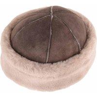 SNUGRUGS Women's Womens Genuine Double Faced Sheepskin Hat with Sheepskin Trim in Light Brown | Size: Large