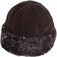 SNUGRUGS Women's Womens Genuine Double Faced Sheepskin Hat with Sheepskin Trim in Dark Brown | Size: Large