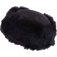 SNUGRUGS Women's Womens Genuine Sheepskin Cossack Style Hat with Double Face Crown in Black | Size: Large