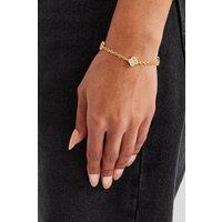 Cernucci Women's Pink Agate & Iced Motif Rolo Bracelet - 10mm in Metallic Gold | Size: 6 inches