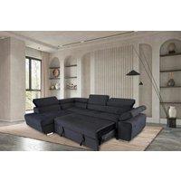 Interior Emporium Ltd Artic Convertible 3 Seater Sofa Bed, Velvet Couch, L/H Hand Corner with Storage & USB Port (Black) in Black