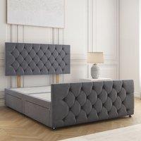 BSSPOKE Maya Velvet Divan Bed 24 Headboard & 2 Drawers Footend & No Mattress in Grey | Size: Double