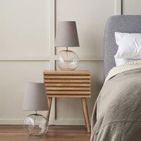 Ruma Set of 2 Hallie Clear Glass & Grey Shade Table Lamp