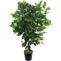 Leaf 90cm Artificial Ficus Tree Bush - Large Bushy Plant in Green
