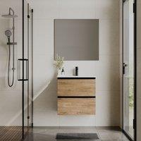 Banyetti Akiro 600mm Wall Hung Vanity Unit with Veneto 1 Tap Hole Basin - Walnut