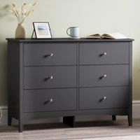 Christow Modern Chest of Drawers 6 Drawer Bedroom Storage Furniture Cabinet in Black