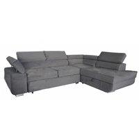 Interior Emporium Ltd Artic Convertible 3 Seater Sofa Bed, Velvet Couch, L/H Hand Corner with Storage & USB Port (Grey) in Grey