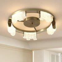 Garwarm 5 - Light 40cm LED Round Acrylic Flush Mount in Metallic Gold