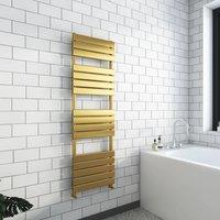Banyetti Luxe Brushed Brass Flat Tube Towel Radiator - 1600mm x 500mm in Gold