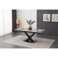 Interior Emporium Ltd IE Nordic Rock Extendable Ceramic Dining Table (Grey) - with 6 Static Chairs (Black, Grey, Green, Teel) in Grey