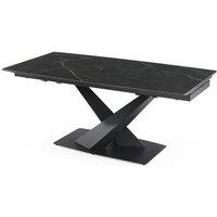 Interior Emporium Ltd IE Nordic Rock Extendable Ceramic Dining Table (Black) - with 4 Rotating Chairs (Black, Grey, Green, Teel) in Black